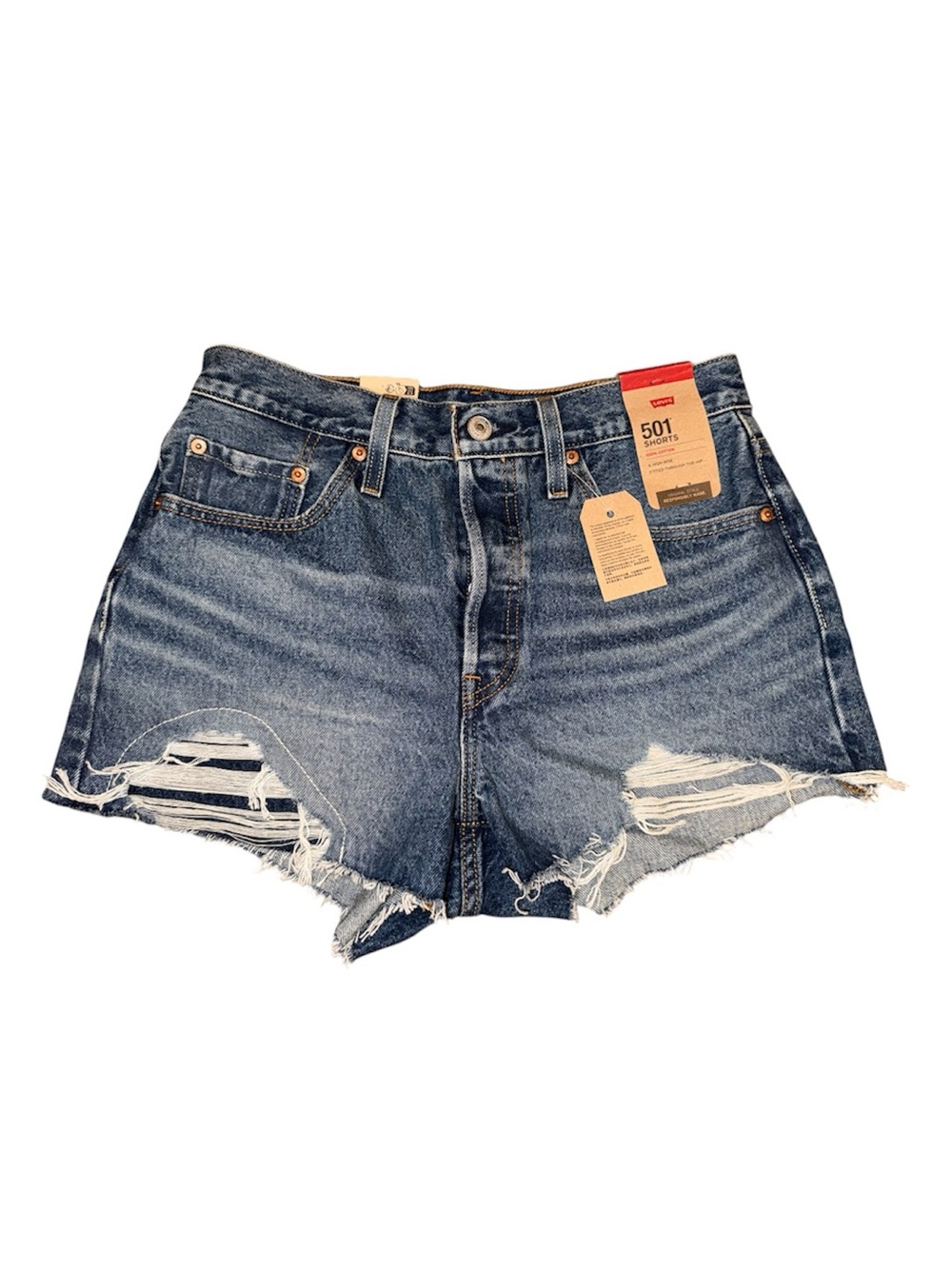 Levi's Distressed Blue Denim Cutoff Shorts